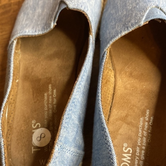 TOMS Denim Flat Peep Toe Espadrilles Size 8 - Picture 13 of 16